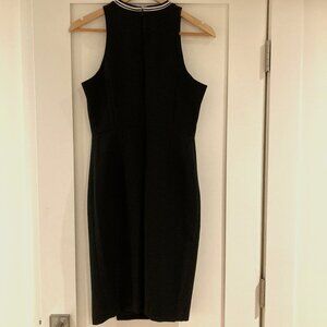 Banana Republic Black Dress Size 4 Petite White Stripe Neck Detail